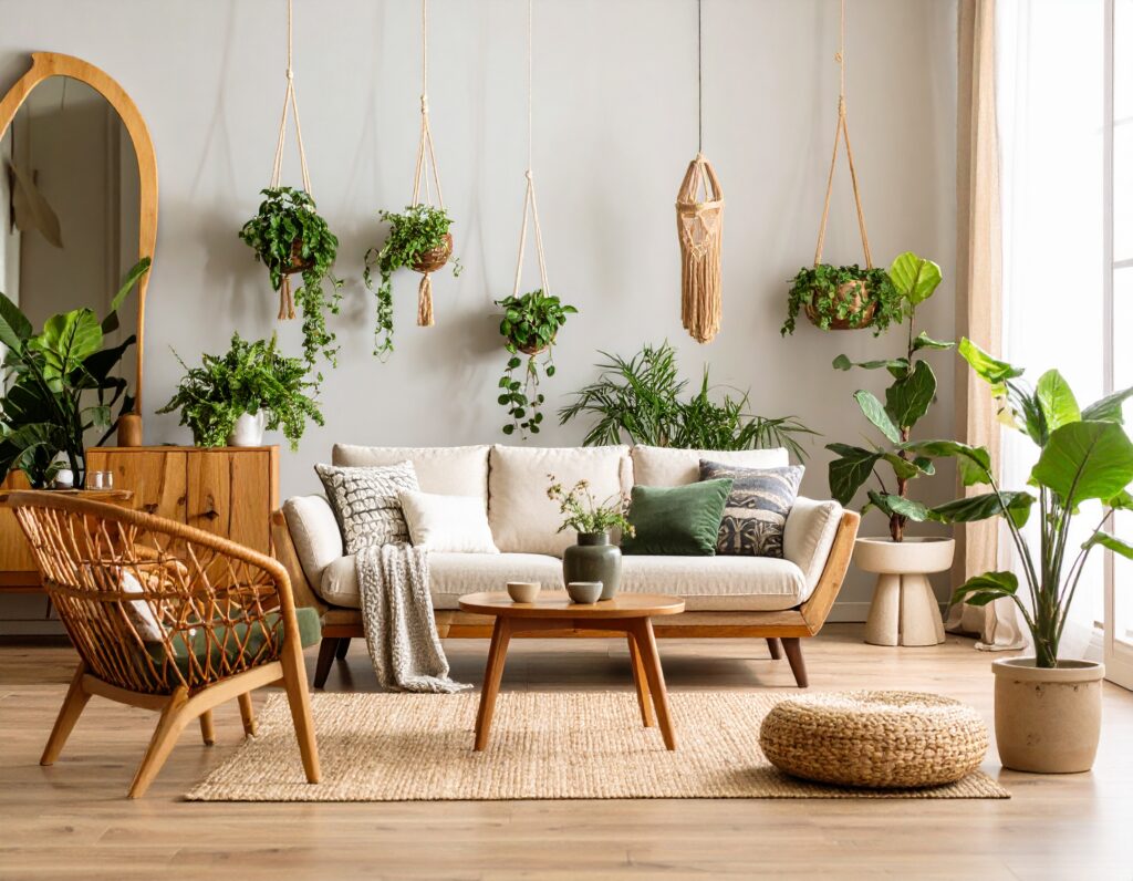 Decorated Living Room with Plants