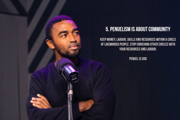 Penuel the Black Pen speaking during a podcast recording